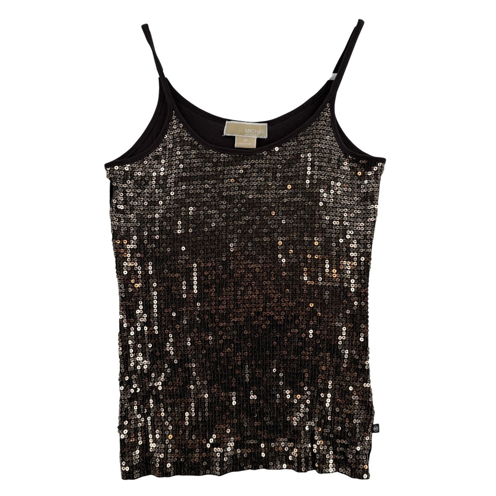 Michael Michael‎ Kors Tank Top Womens Petite Chocolate Sequin Camisole PU158Z44H